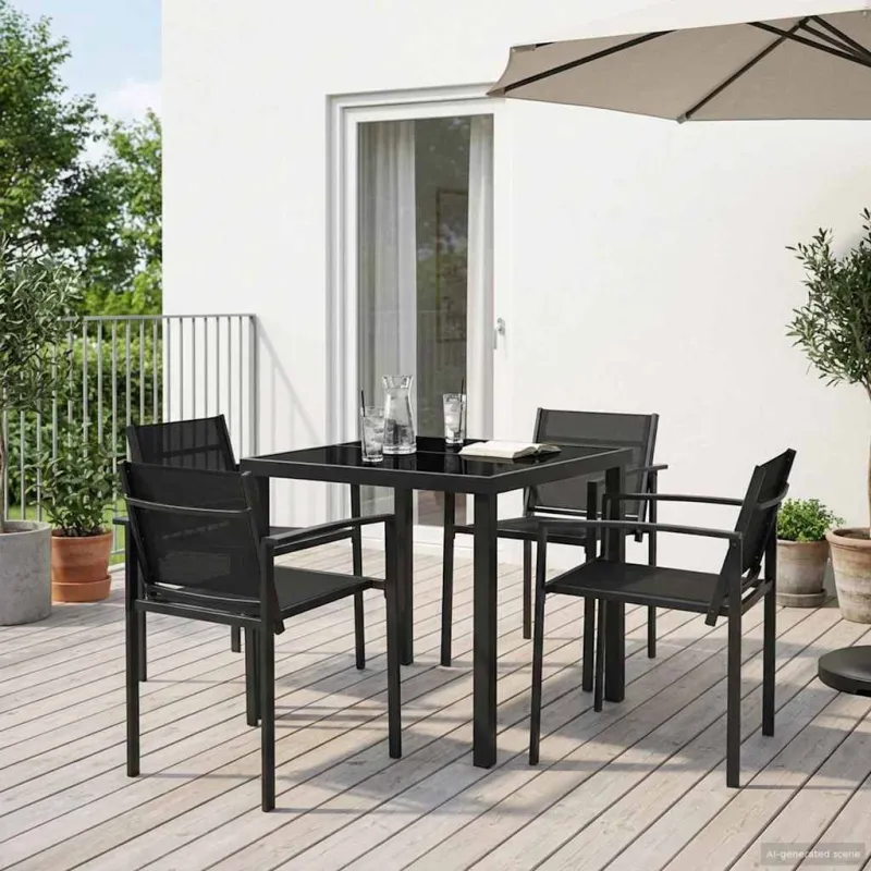 Lauko baldų komplektas 5 pcs Juoda ir Antracitas Tekstilenas