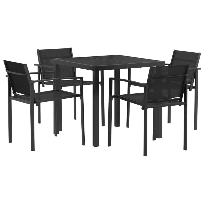 Lauko baldų komplektas 5 pcs Juoda ir Antracitas Tekstilenas