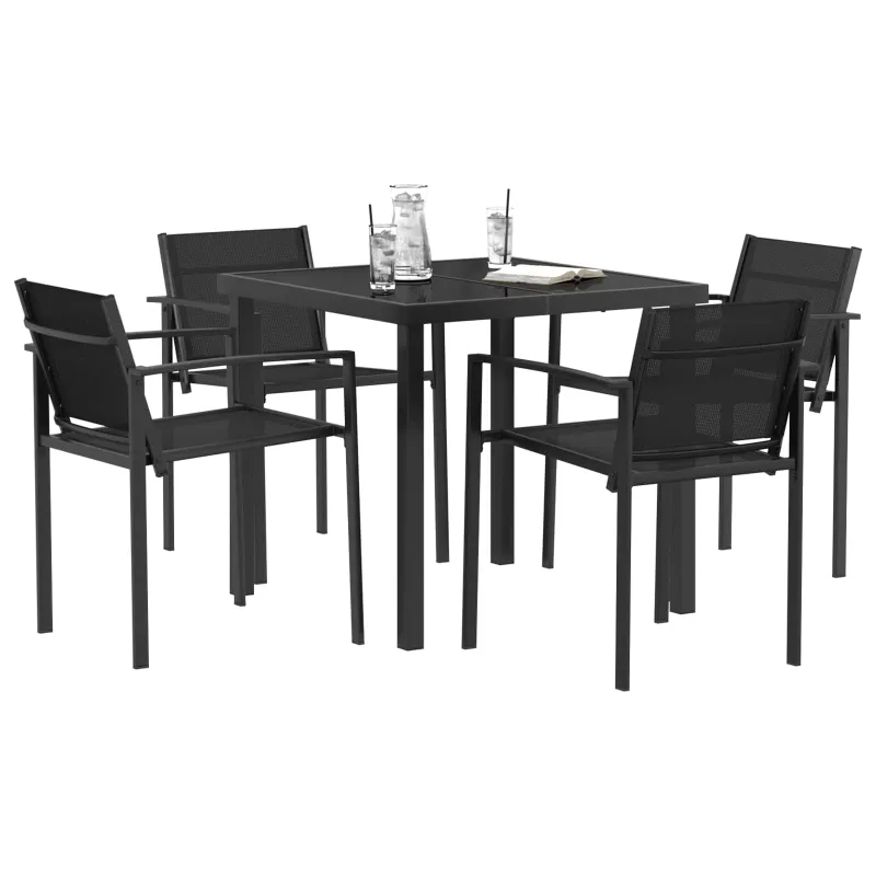 Lauko baldų komplektas 5 pcs Juoda ir Antracitas Tekstilenas