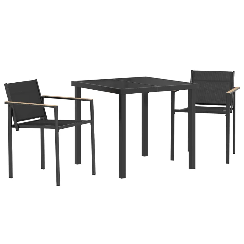 Lauko baldų komplektas 3 pcs Juoda ir Antracitas Tekstilenas