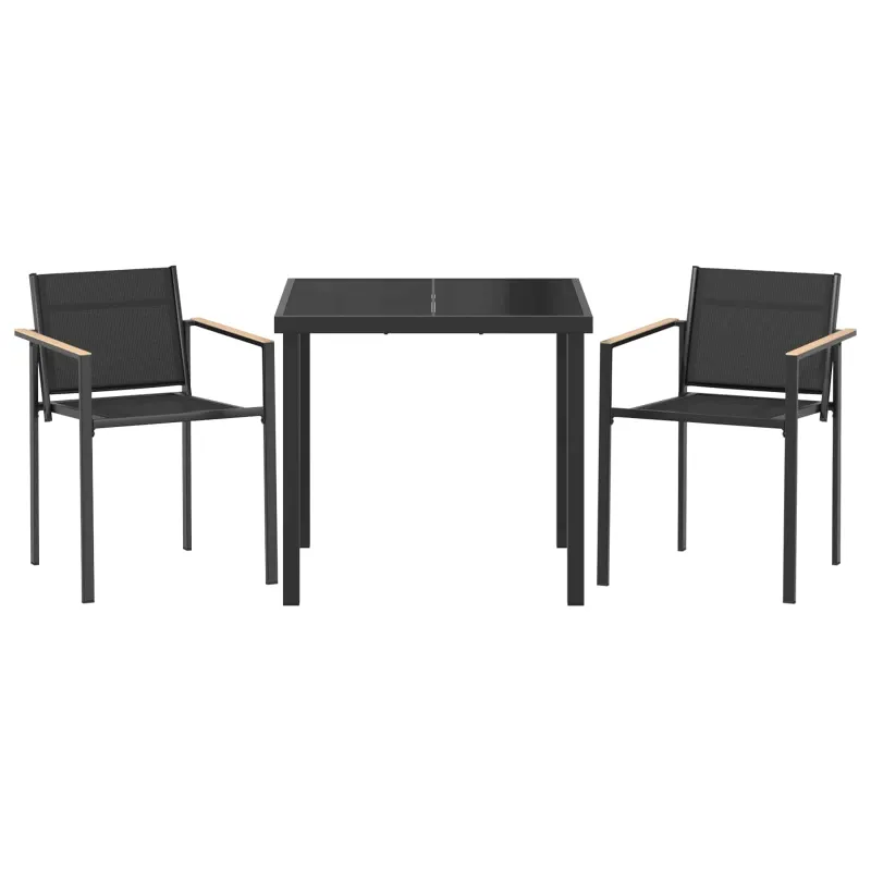 Lauko baldų komplektas 3 pcs Juoda ir Antracitas Tekstilenas