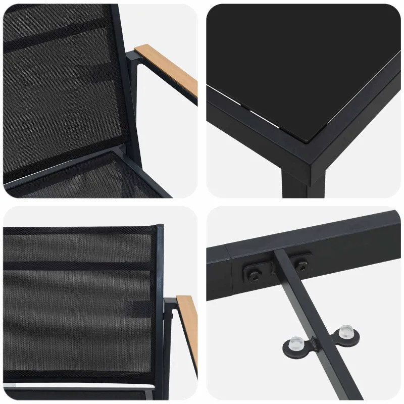 Lauko baldų komplektas 3 pcs Juoda ir Antracitas Tekstilenas