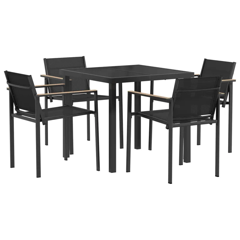 Lauko baldų komplektas 5 pcs Juoda ir Antracitas Tekstilenas