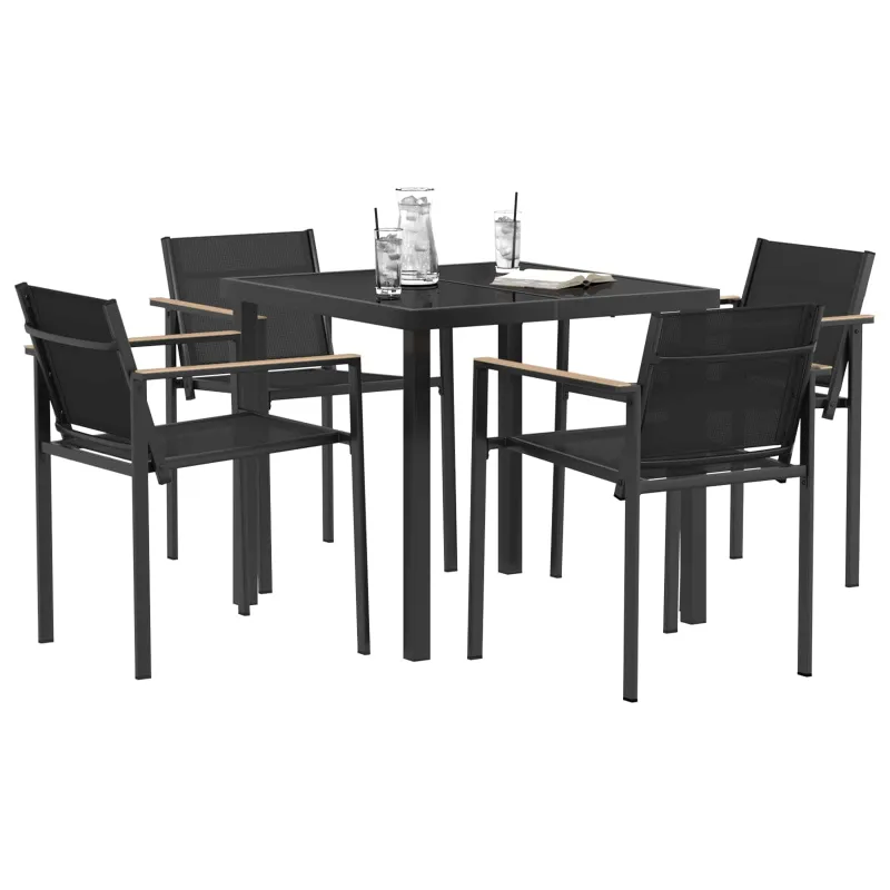 Lauko baldų komplektas 5 pcs Juoda ir Antracitas Tekstilenas