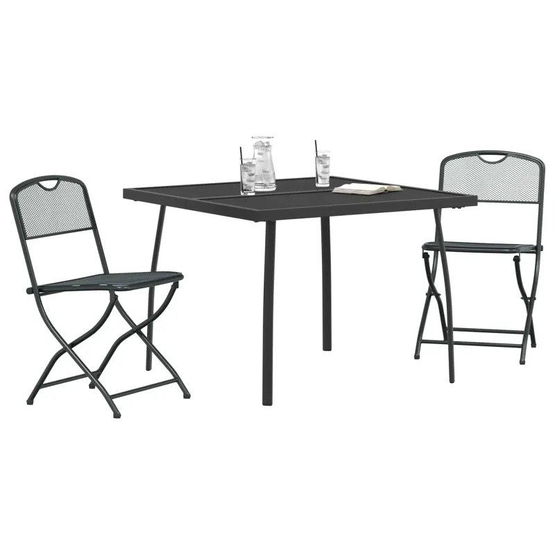 Lauko baldų komplektas 3 pcs Antracito Geležis ir plienas