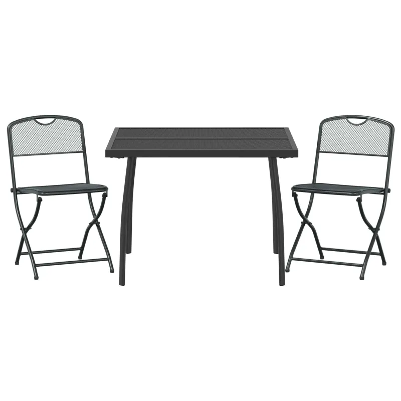 Lauko baldų komplektas 3 pcs Antracito Geležis ir plienas