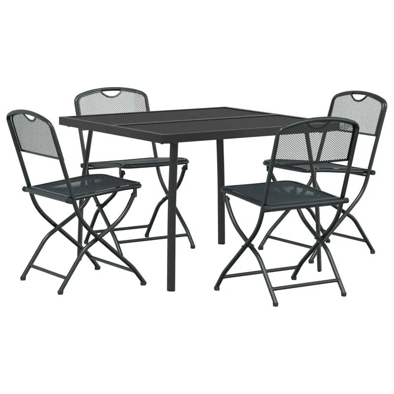 Lauko baldų komplektas 5 pcs Antracito Geležis ir plienas