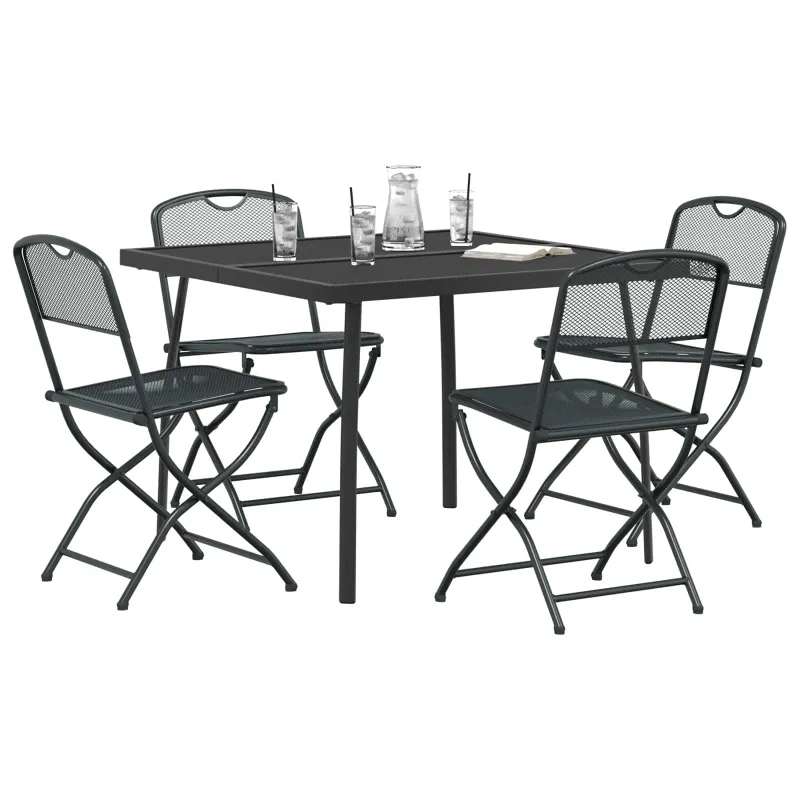 Lauko baldų komplektas 5 pcs Antracito Geležis ir plienas