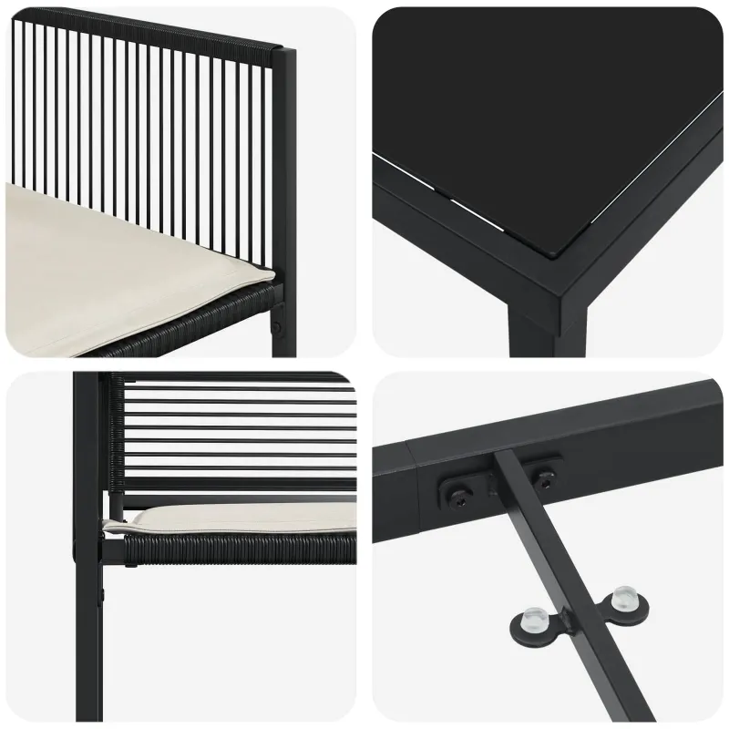 Sodo valgomojo komplektas 5 pcs Juoda poliratanas