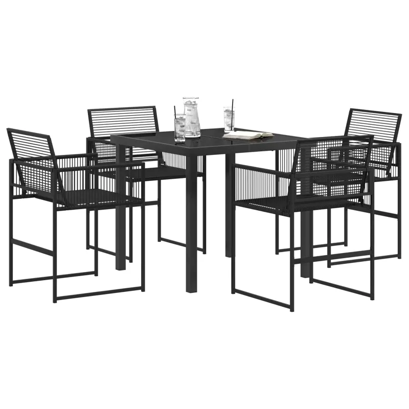 Sodo valgomojo komplektas 5 pcs Juoda poliratanas