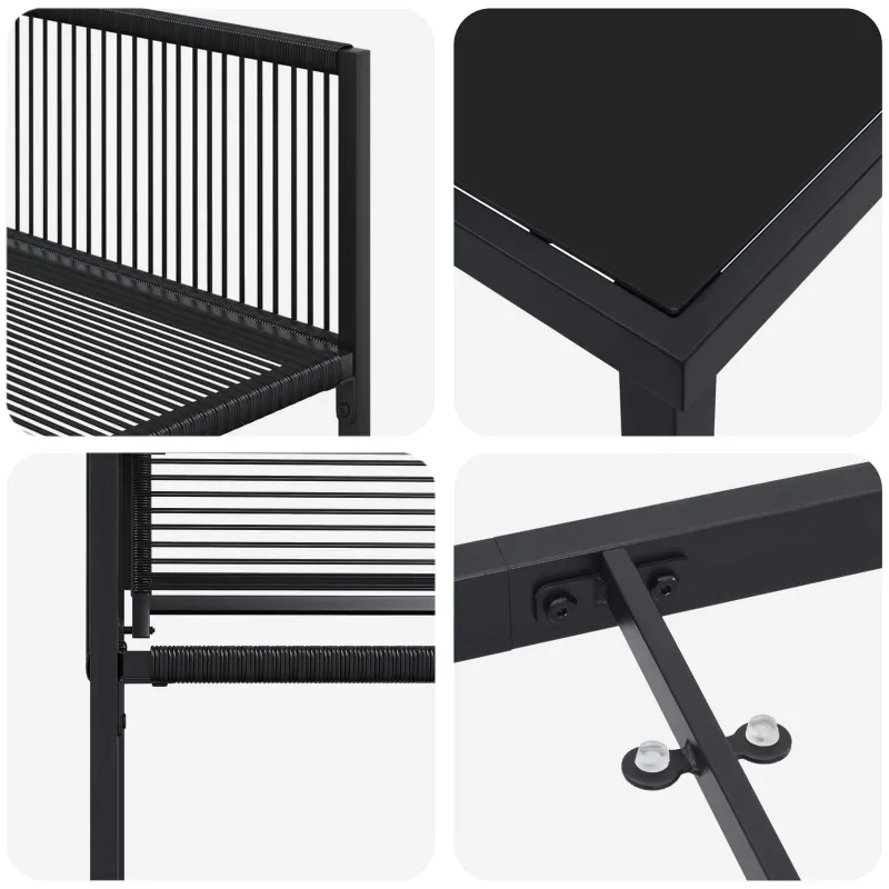 Sodo valgomojo komplektas 5 pcs Juoda poliratanas