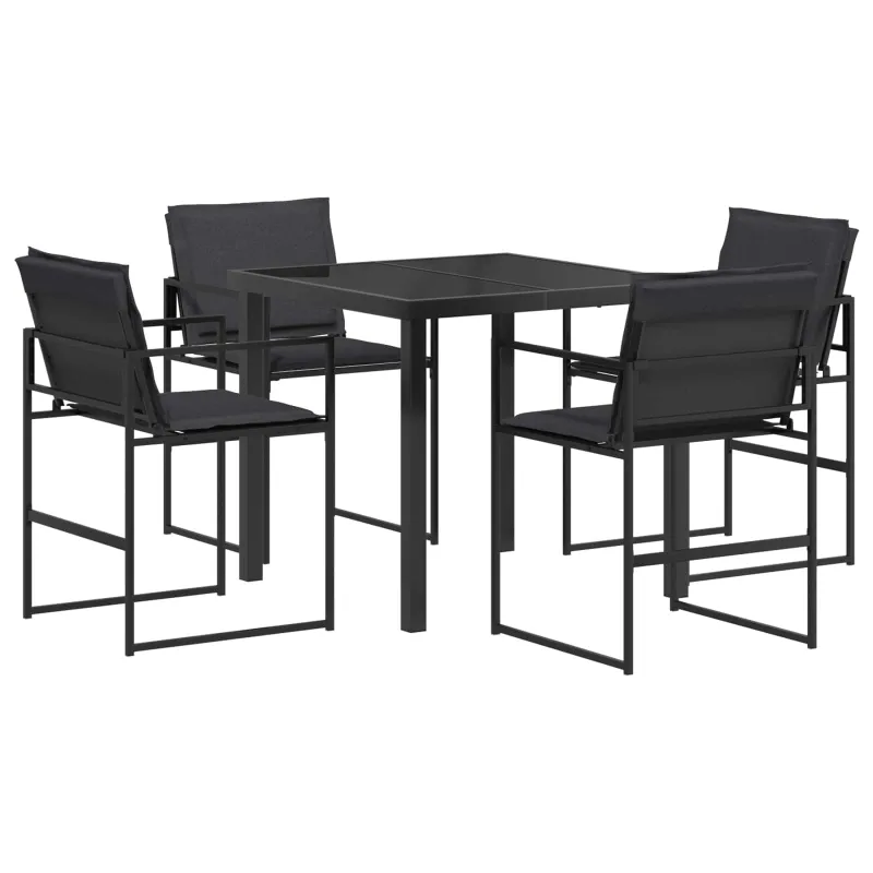 Sodo valgomojo komplektas 5 pcs Juoda ir Tamsiai pilka