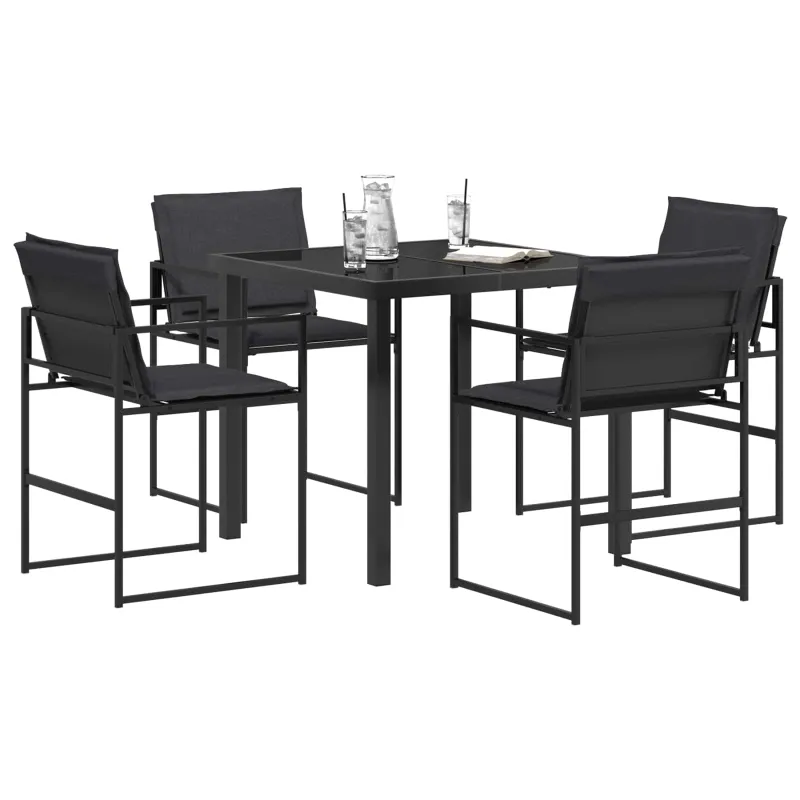 Sodo valgomojo komplektas 5 pcs Juoda ir Tamsiai pilka