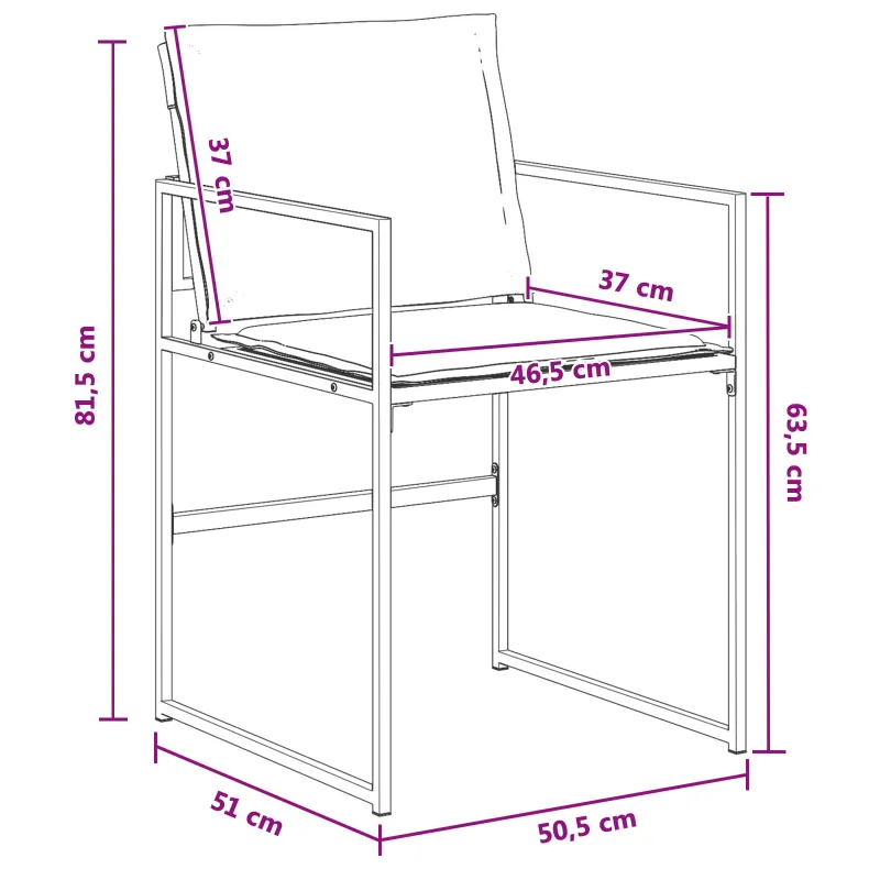 Sodo valgomojo komplektas 5 pcs Juoda ir Tamsiai pilka