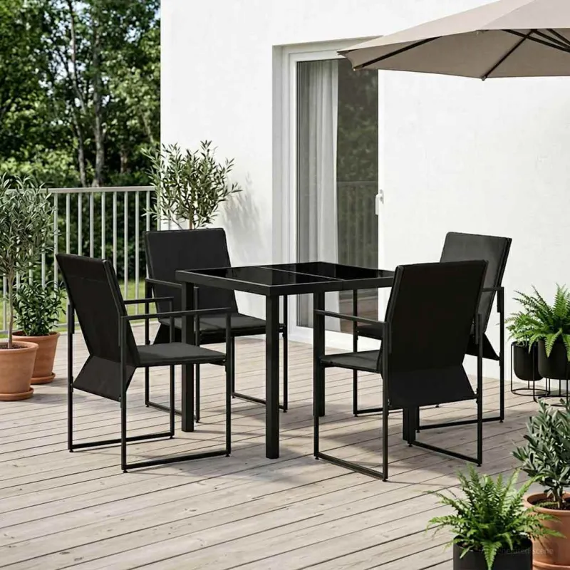 Sodo valgomojo komplektas 5 pcs Juoda ir Antracitas