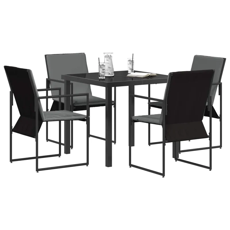 Sodo valgomojo komplektas 5 pcs Juoda ir Antracitas