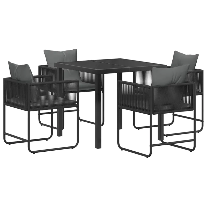 Sodo valgomojo komplektas 5 pcs Juoda ir Antracitas