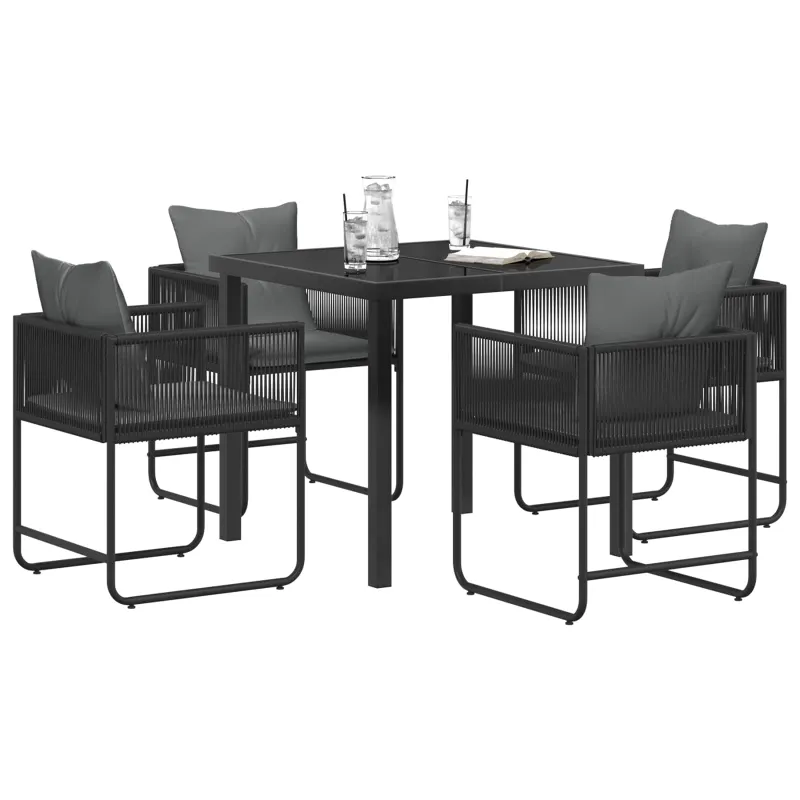 Sodo valgomojo komplektas 5 pcs Juoda ir Antracitas