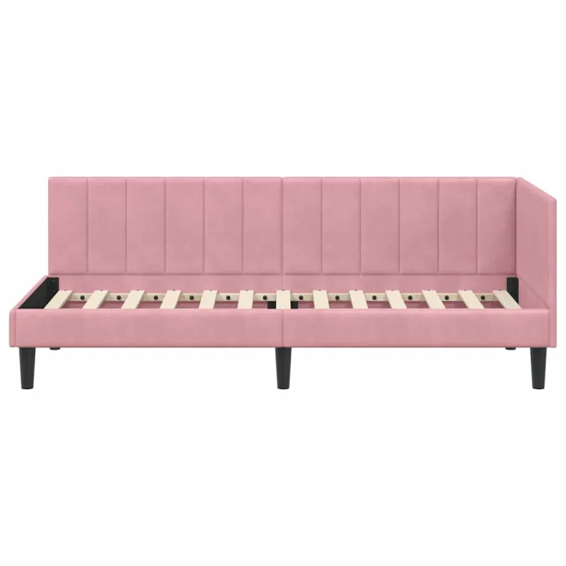 Kampinė lovos konstrukcija Rožinė 80 cm x 200 cm Aksomas
