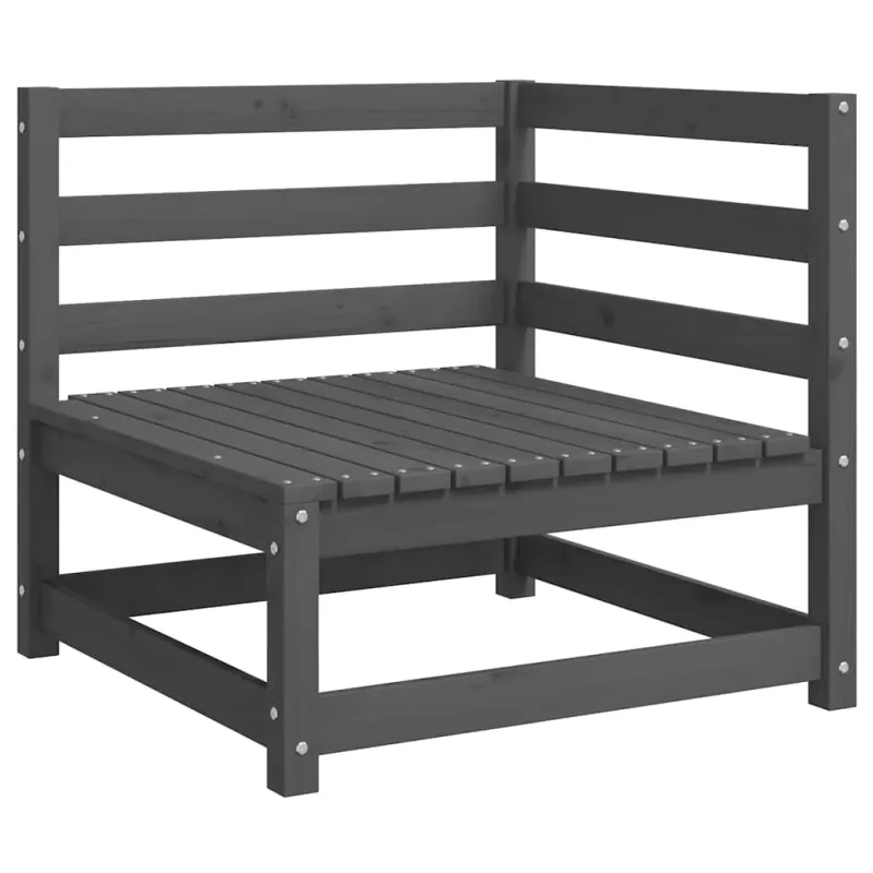 Kampinė sodo sofa su antracito pagalvėlėmis, pušies masyvas