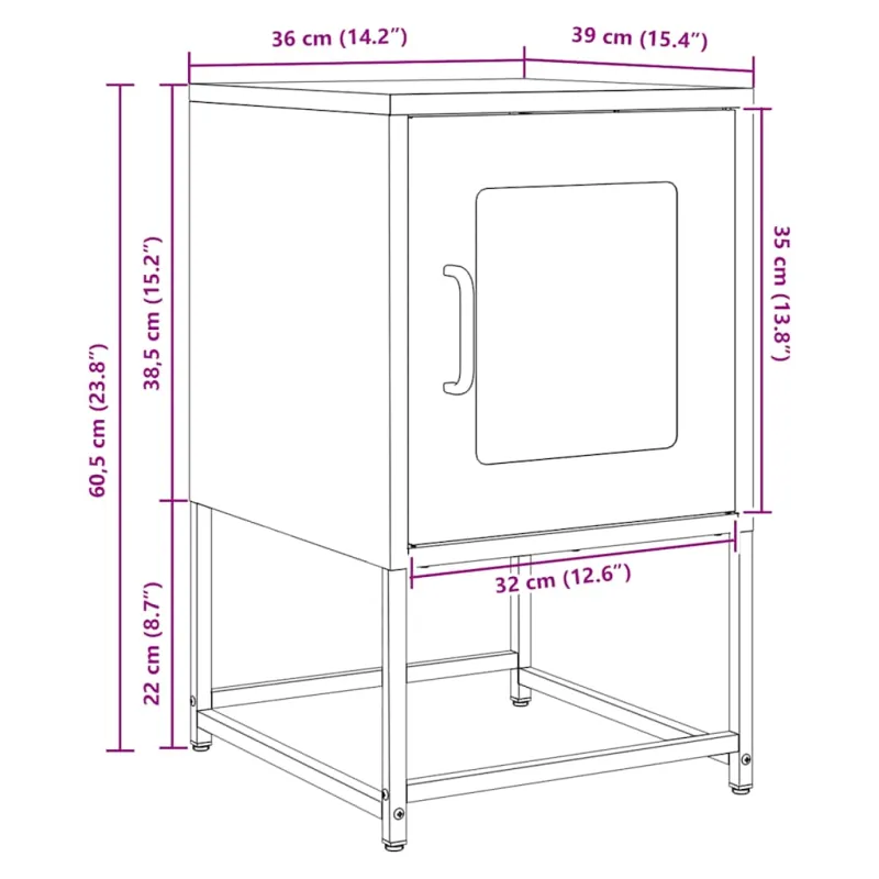 naktinė spintelė rožinė 36x39x60,5 cm šaltai valcuotas plienas