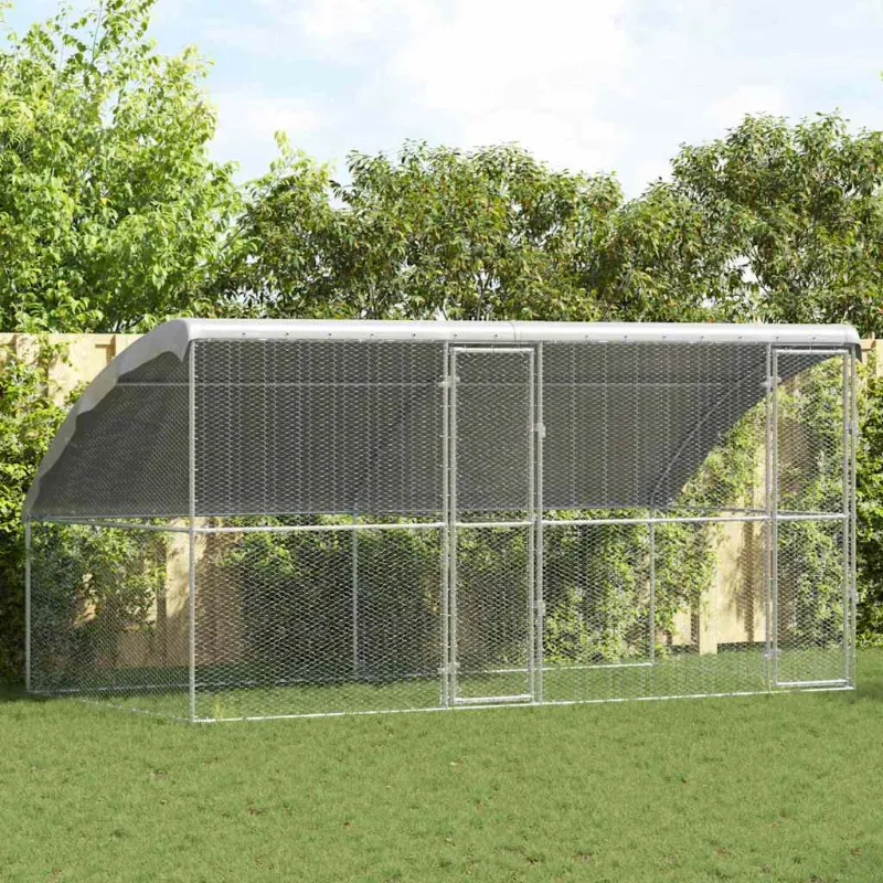 Vištų narvas 2 pcs Sidabro 400 x 200 x 200 cm Cinkuota plienas