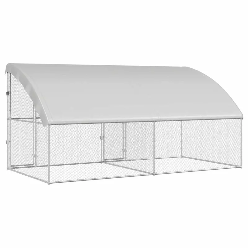Vištų narvas 2 pcs Sidabro 400 x 200 x 200 cm Cinkuota plienas
