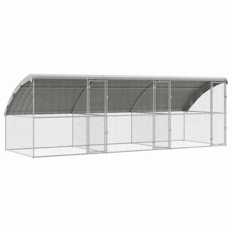 Vištų narvas 3 pcs Sidabro 600 x 200 x 200 cm Cinkuota plienas