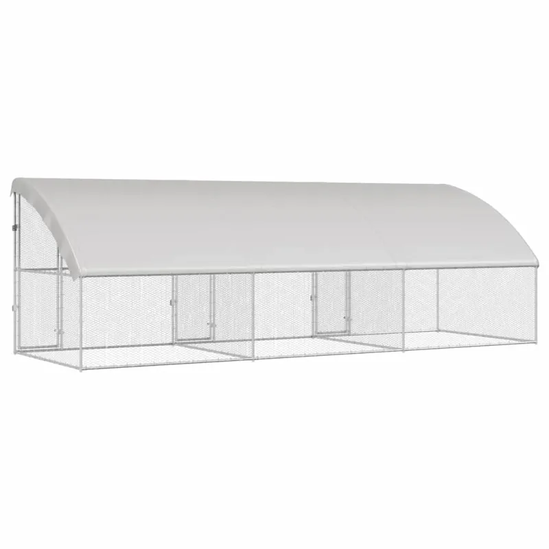 Vištų narvas 3 pcs Sidabro 600 x 200 x 200 cm Cinkuota plienas