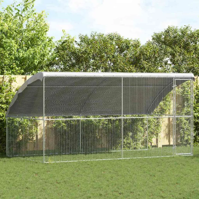 Vištų narvas 2 pcs Sidabro 400 x 200 x 200 cm Cinkuota plienas