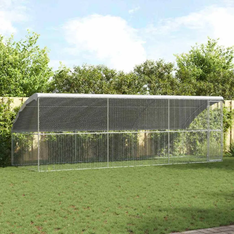 Vištų narvas 3 pcs Sidabro 600 x 200 x 200 cm Cinkuota plienas