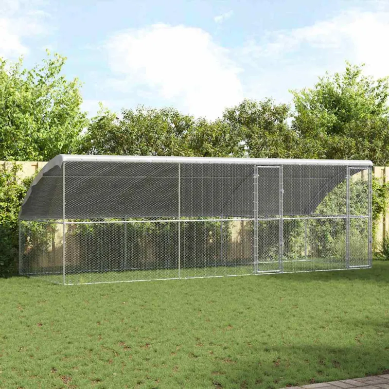 Vištų narvas 3 pcs Sidabro 600 x 200 x 200 cm Cinkuota plienas