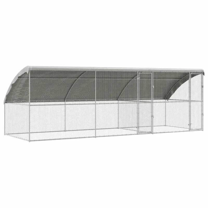 Vištų narvas 3 pcs Sidabro 600 x 200 x 200 cm Cinkuota plienas