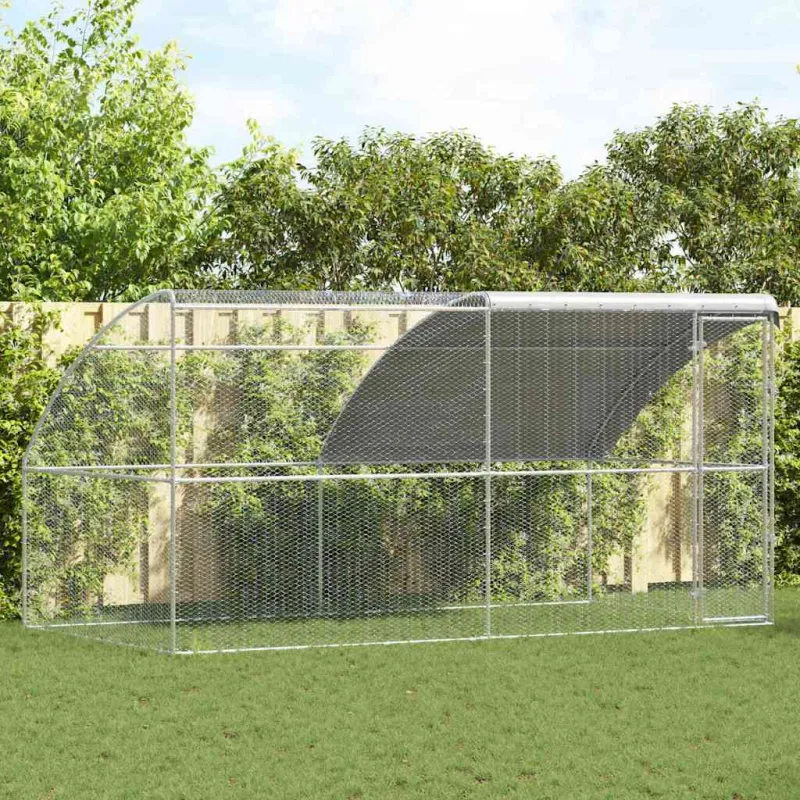 Vištų narvas 2 pcs Sidabro 400 x 200 x 200 cm Plienas ir PE