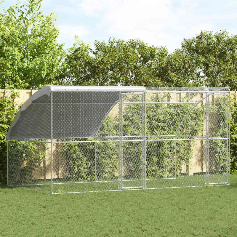 Vištų narvas 2 pcs Sidabro 400 x 200 x 200 cm Plienas ir PE