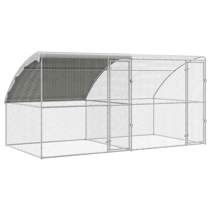 Vištų narvas 2 pcs Sidabro 400 x 200 x 200 cm Plienas ir PE