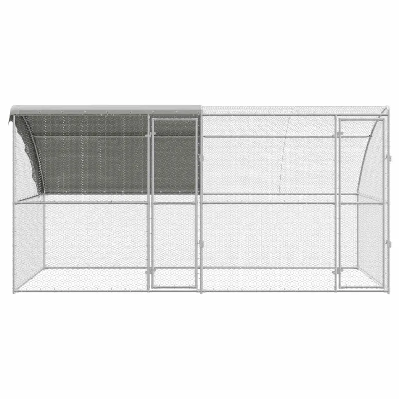 Vištų narvas 2 pcs Sidabro 400 x 200 x 200 cm Plienas ir PE