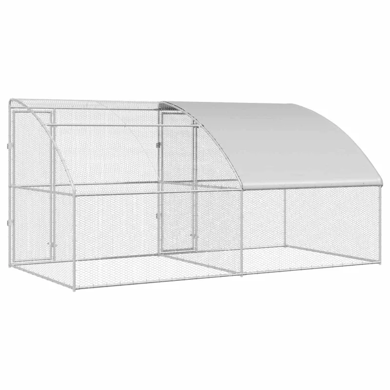 Vištų narvas 2 pcs Sidabro 400 x 200 x 200 cm Plienas ir PE