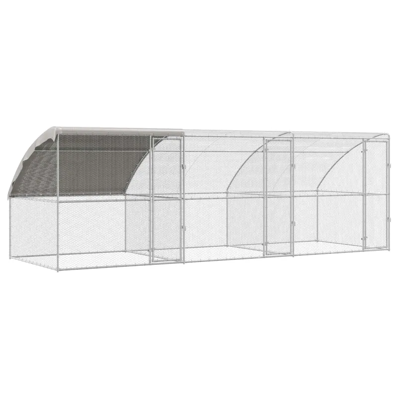Vištų narvas 3 pcs Sidabro 600 x 200 x 200 cm Plienas ir PE