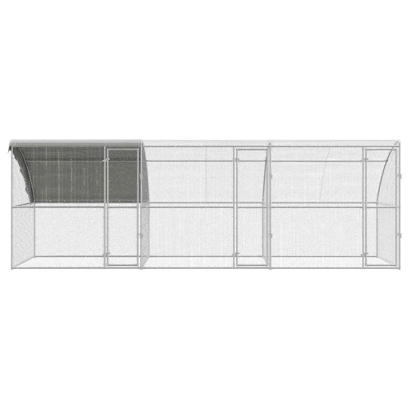 Vištų narvas 3 pcs Sidabro 600 x 200 x 200 cm Plienas ir PE