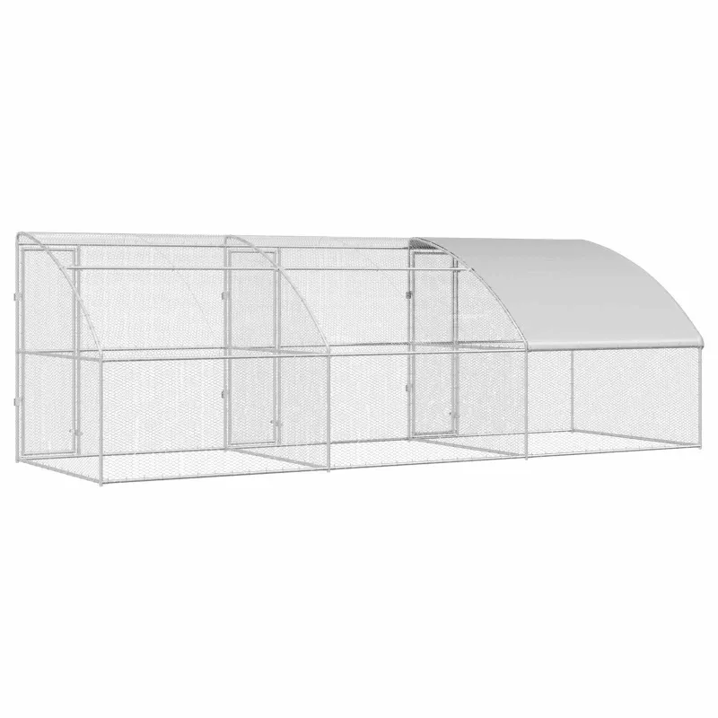 Vištų narvas 3 pcs Sidabro 600 x 200 x 200 cm Plienas ir PE