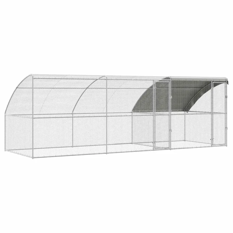 Vištų narvas 3 pcs Sidabro 600 x 200 x 200 cm Plienas ir PE
