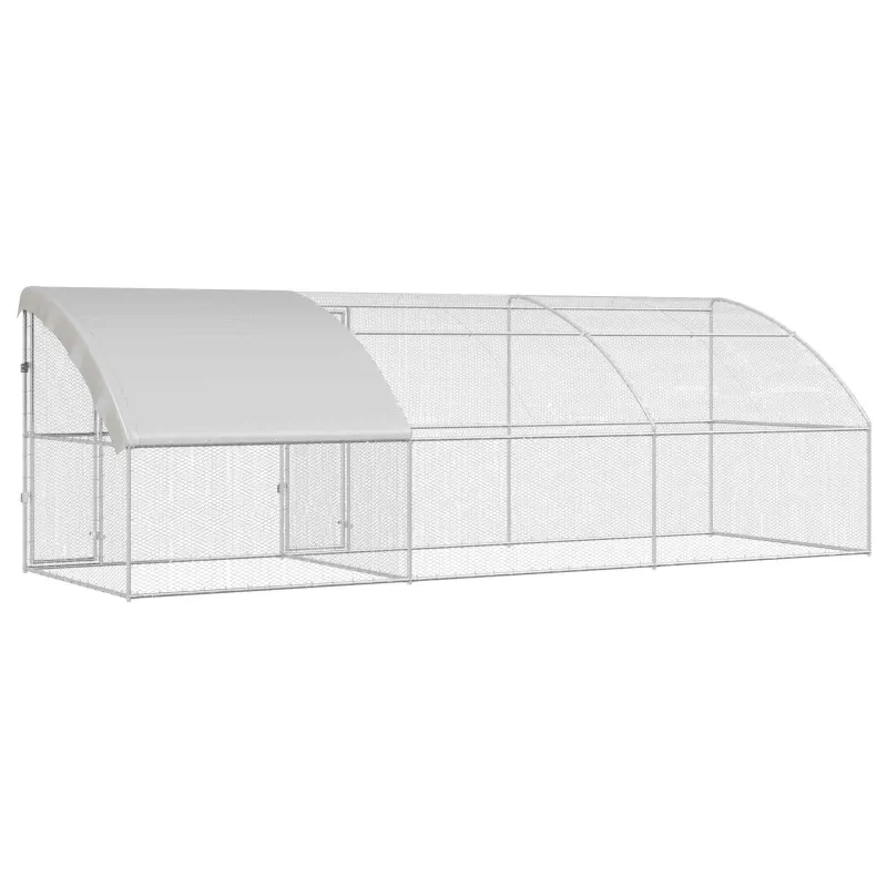 Vištų narvas 3 pcs Sidabro 600 x 200 x 200 cm Plienas ir PE
