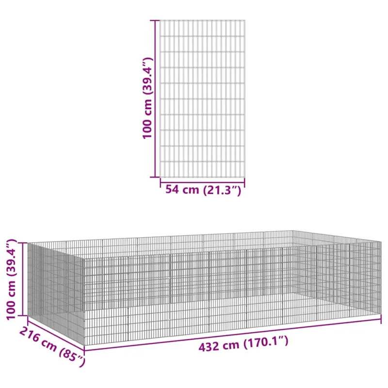 Aptvaras gyvūnams, 24 segmentai, 54x100cm, galvanizuota geležis