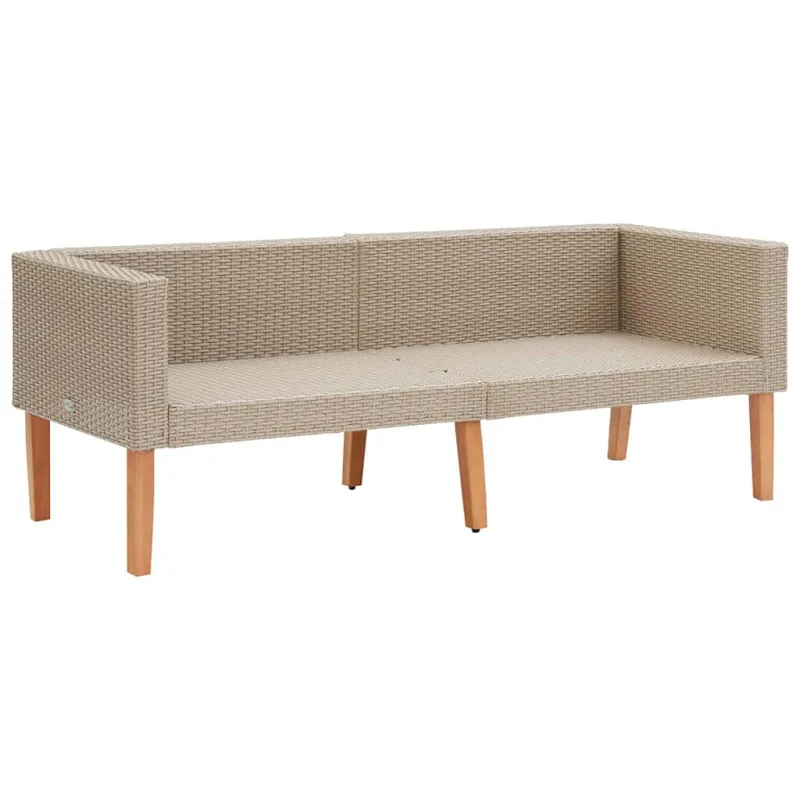 Dvivietė sodo sofa su pagalvėlėmis, smėlio spalvos, poliratanas