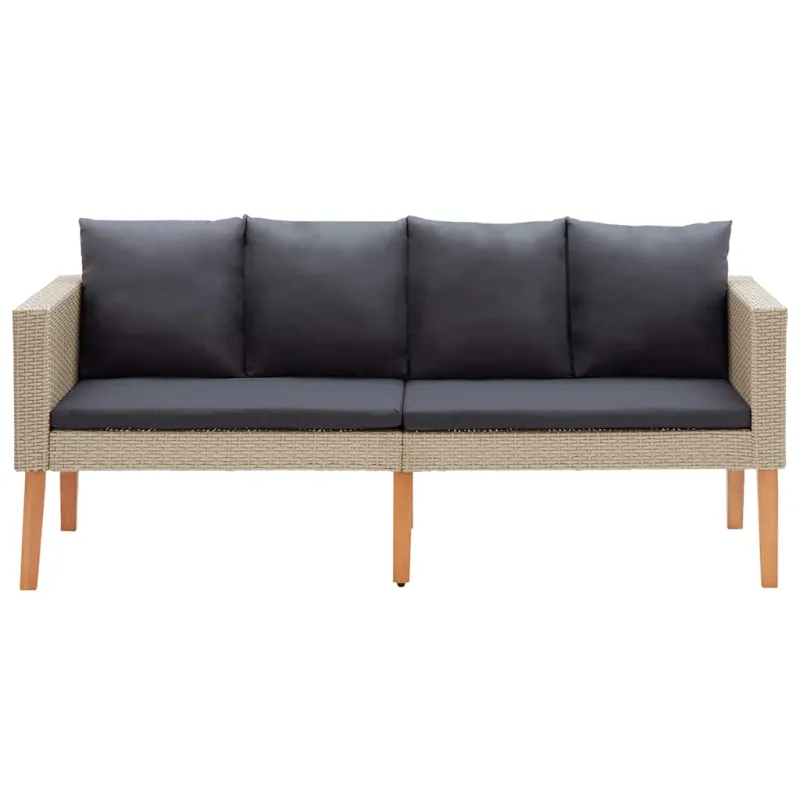 Dvivietė sodo sofa su pagalvėlėmis, smėlio spalvos, poliratanas