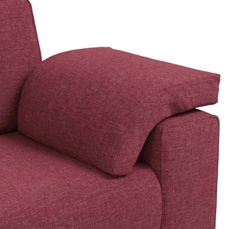 Sofa 3 pcs Vėjo raudona 219 x 80 x 82 cm Lino mišinio audinys