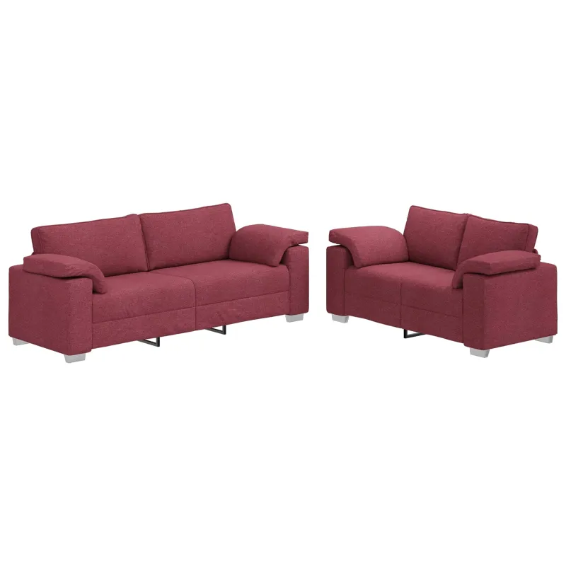 Sofa 2 pcs Vyno raudona 219 x 80 x 82 cm audinys