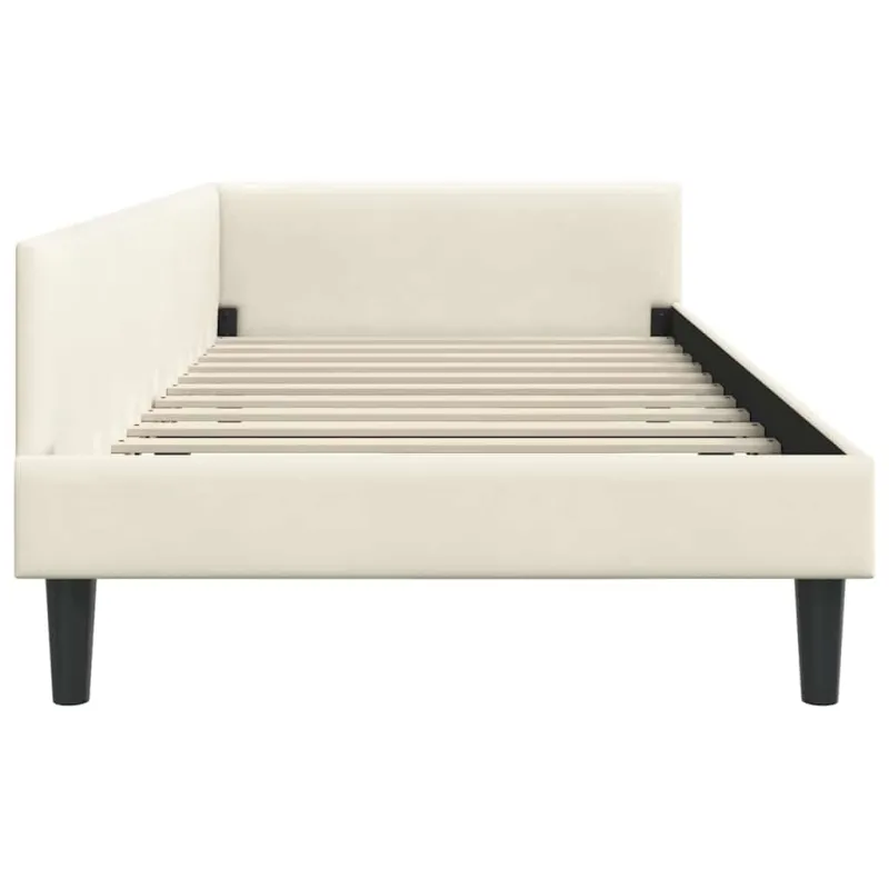 Kampinė lovos konstrukcija Kreminė 80 cm x 200 cm Aksomas