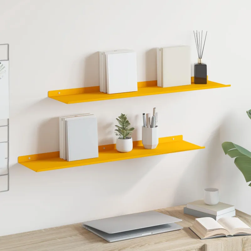 Plūduriuojanti lentyna 2 pcs Garučių geltona 80 x 18 x 2,5 cm
